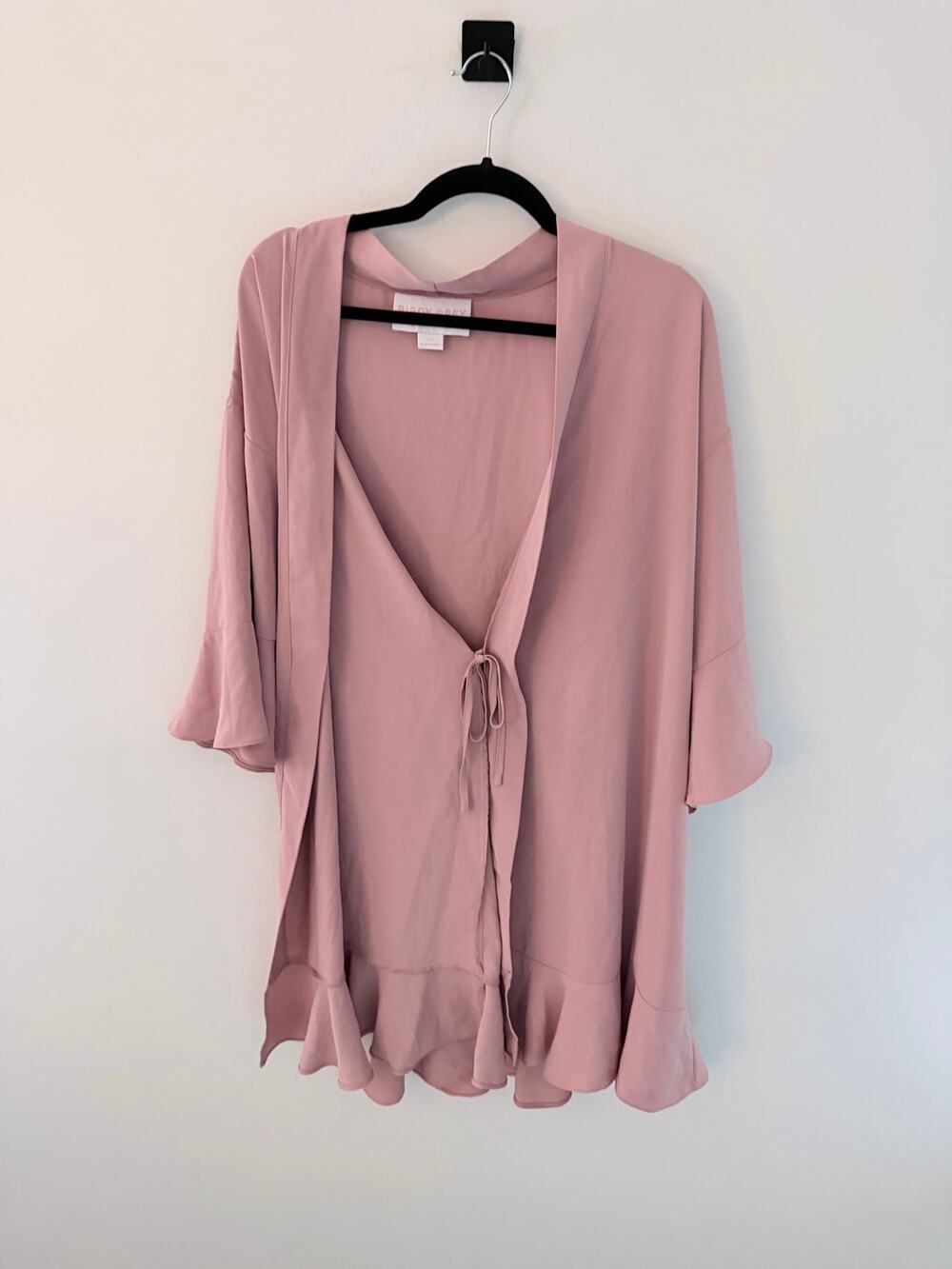 Birdy Grey Kenny Ruffle Tie front Mauve Bridal Robe-Size M/L